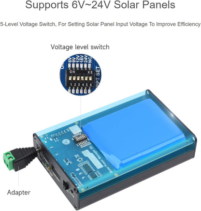 TUOPUONE Solar Power Manager (B) Supports 6V-24V Solar Panels Embedded 10000mAh Li-Po Battery Multi Protection Circuits