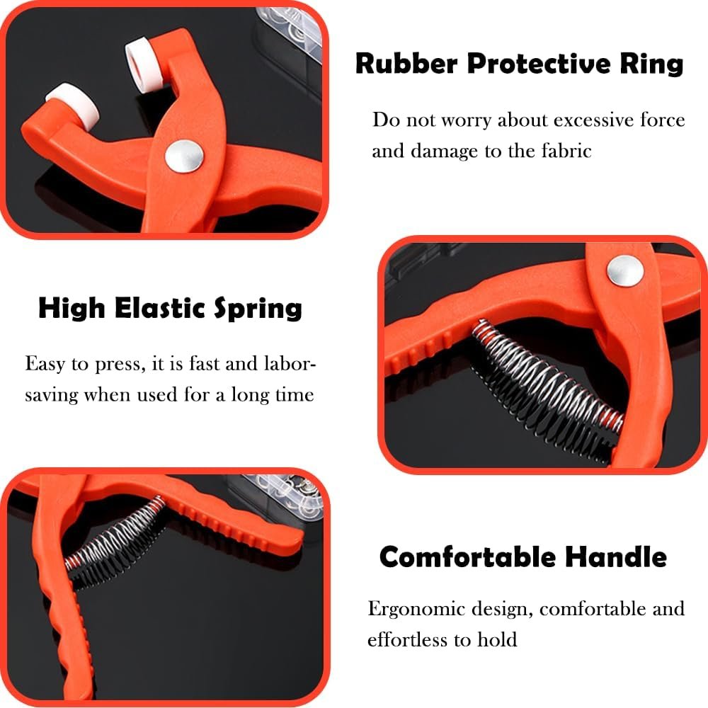 Agamino Safety Eye Tool, Safety Eye Snapper Tool for Crocheting, Safety Eye Pliers Auxiliary Tool with 264PCS Plastic Safety Eyes & 150 Sets Metal Snaps Buttons Kits for Crochet, Stuffed, DIY Craft