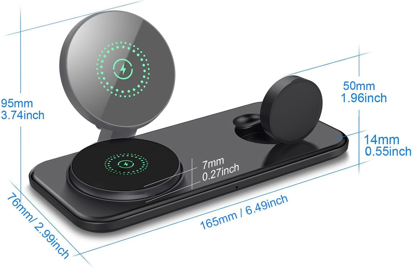 VNBBT 2 in 1 Wireless Charger for Mag-Safe Charging, 15W Fast Magnetic Wireless Charging Pad Stand for iPhone 16/15/14/13/12/Pro/Pro Max/Plus,AirPods,Apple Watch Series 10/9/8/7/6/SE/5/4/3/Ultra 2