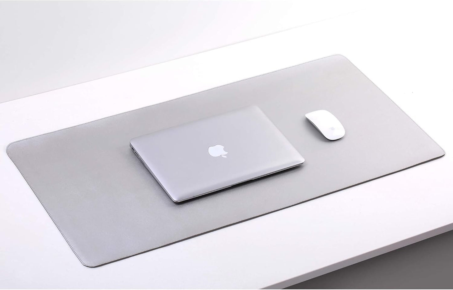 Desk Blotter,31.5x15.8 inches Mat, for Office and Home, Writing Pad, Natural Rubber, Locking Edge, Waterproof, Scratch-Resistant, Easy Storage,Mouse Pad (Silver)