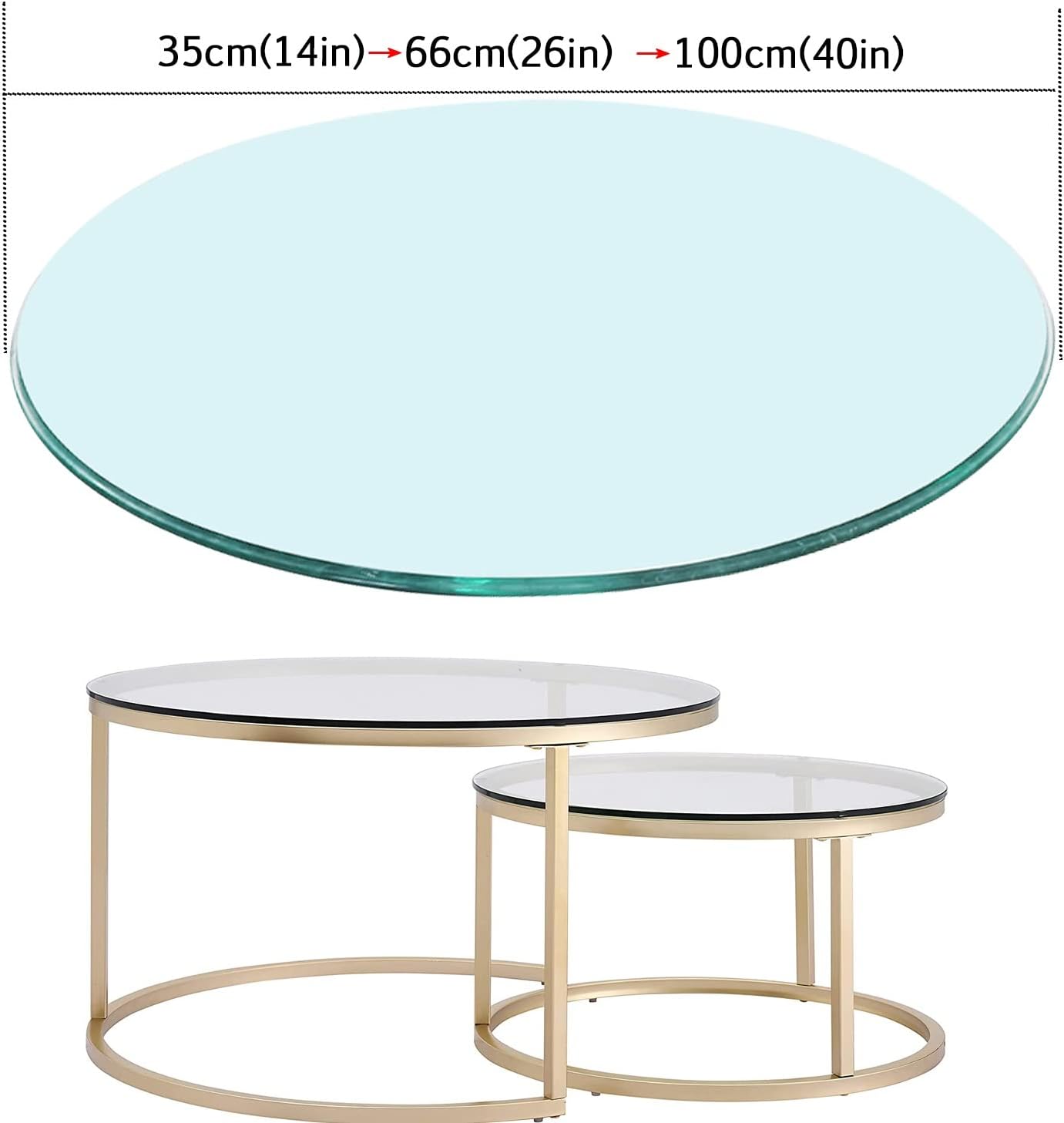 Tempered Glass Round Table Top Smooth Surface with Anti Skid Pad Kitchen Dining Table Protector Negotiation Table Cover Small Lazy Susan Clear Color