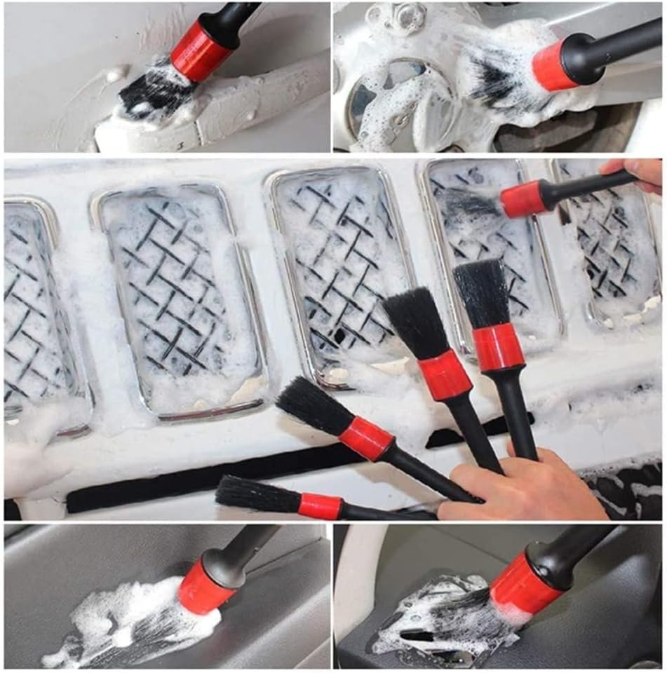 SHUAIGUO 26PCS Car Cleaning Brush Kit Car Cleaning Brush Accessories for Interior and Exterior Includes Scrubber Pads, Sponges, Cleaning Brushes