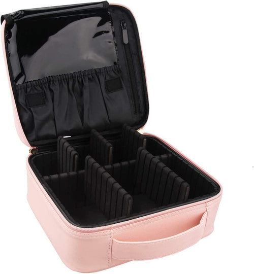 ANBOWEI Women's Beauty Case, Travel Makeup Bag Professional Large Capacity Makeup Case, Cosmetic Bag Beautician with Adjustable Divider, Makeup Bag for Cosmetic Tool (Pink), Colour: Pink, 26 L x 23 B