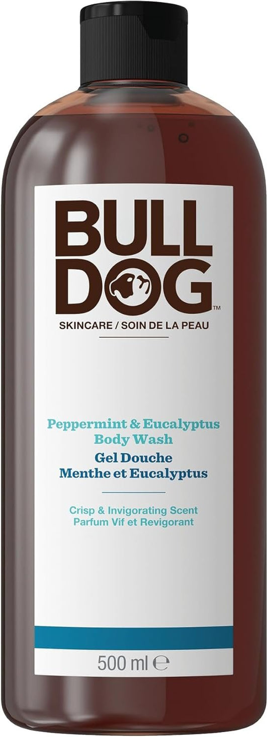 Bulldog Skincare Peppermint & Eucalyptus Shower Gel Body Wash for Men, 500 Milliliters