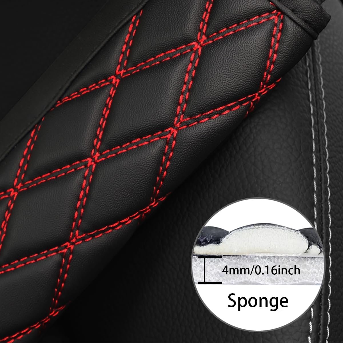 TSUGAMI Car Seat Belt Pads, 2 PCS Leather Seatbelt Covers Protect Your Neck and Shoulder & More Comfortable Driving, Harness Pad for All Cars and Backpack Straps, Car Interior Accessories (Red)