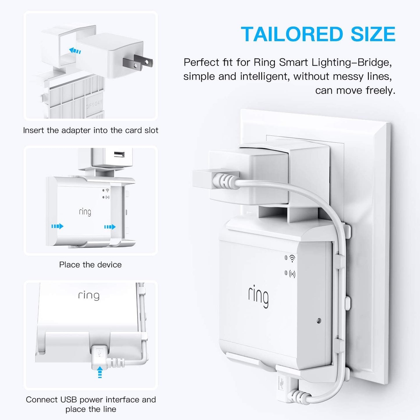 HOLACA Outlet Wall Mount for Ring Smart Lighting Bridge,Easily Be Moved-Saving Space-No Messy Wires and Screws