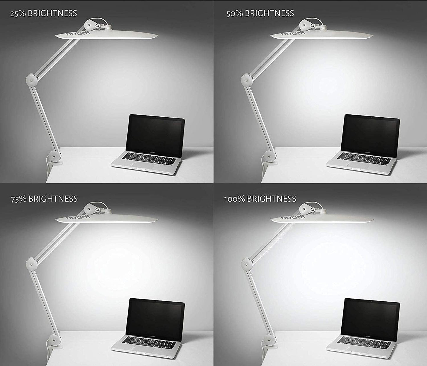 Neatfi XL 2,200 Lumens LED Task Lamp with Clamp, 24W Super Bright Desk Lamp, 50CM Wide Lamp, 4 Level Brightness, Dimmable, Eye-Caring LED Lamp, 117 Pcs SMD LED (Non-CCT with Clamp, White)