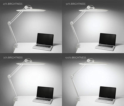 Neatfi XL 2,200 Lumens LED Task Lamp with Clamp, 24W Super Bright Desk Lamp, 50CM Wide Lamp, 4 Level Brightness, Dimmable, Eye-Caring LED Lamp, 117 Pcs SMD LED (Non-CCT with Clamp, White)
