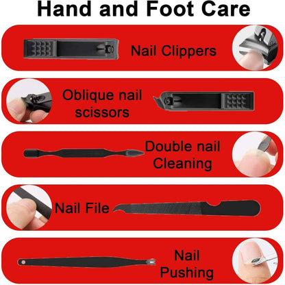 Manicure Set Personal Care Nail Clipper Kit, Hygiene Essentials for Men Women, Manicure Set Nail Clippers Nail File, Travel Nail Grooming Kit, Birthday, Stocking Stuffers for Boyfriend (Red 10 Pcs).