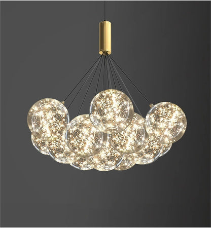 Clear Glass Bubble Ball Chandelier Modern Restaurant Indoor Starlight Kitchen Bedroom Foyer Hanglamp Romantic Star Lighting