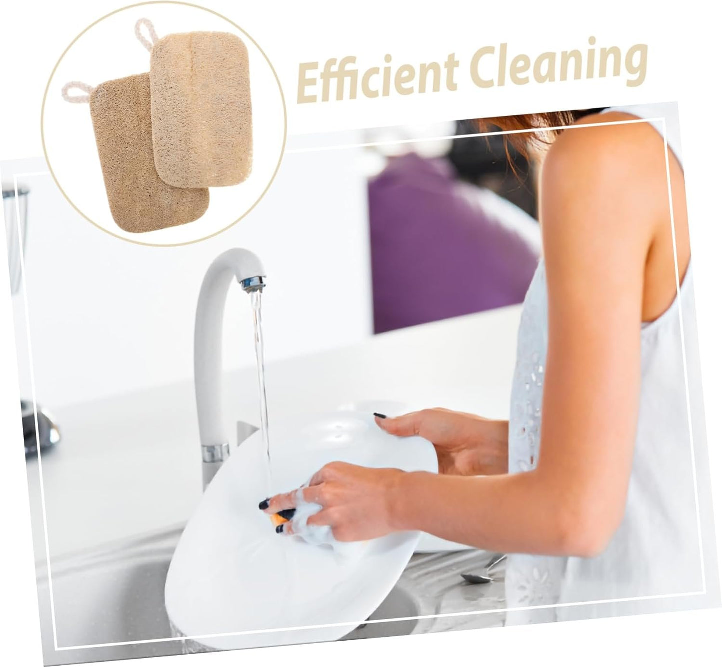 FRCOLOR 10pcs Natural Loofah Dish Sponge for Kitchen Stubborn Removal Easy Maintenance Multipurpose Loofah