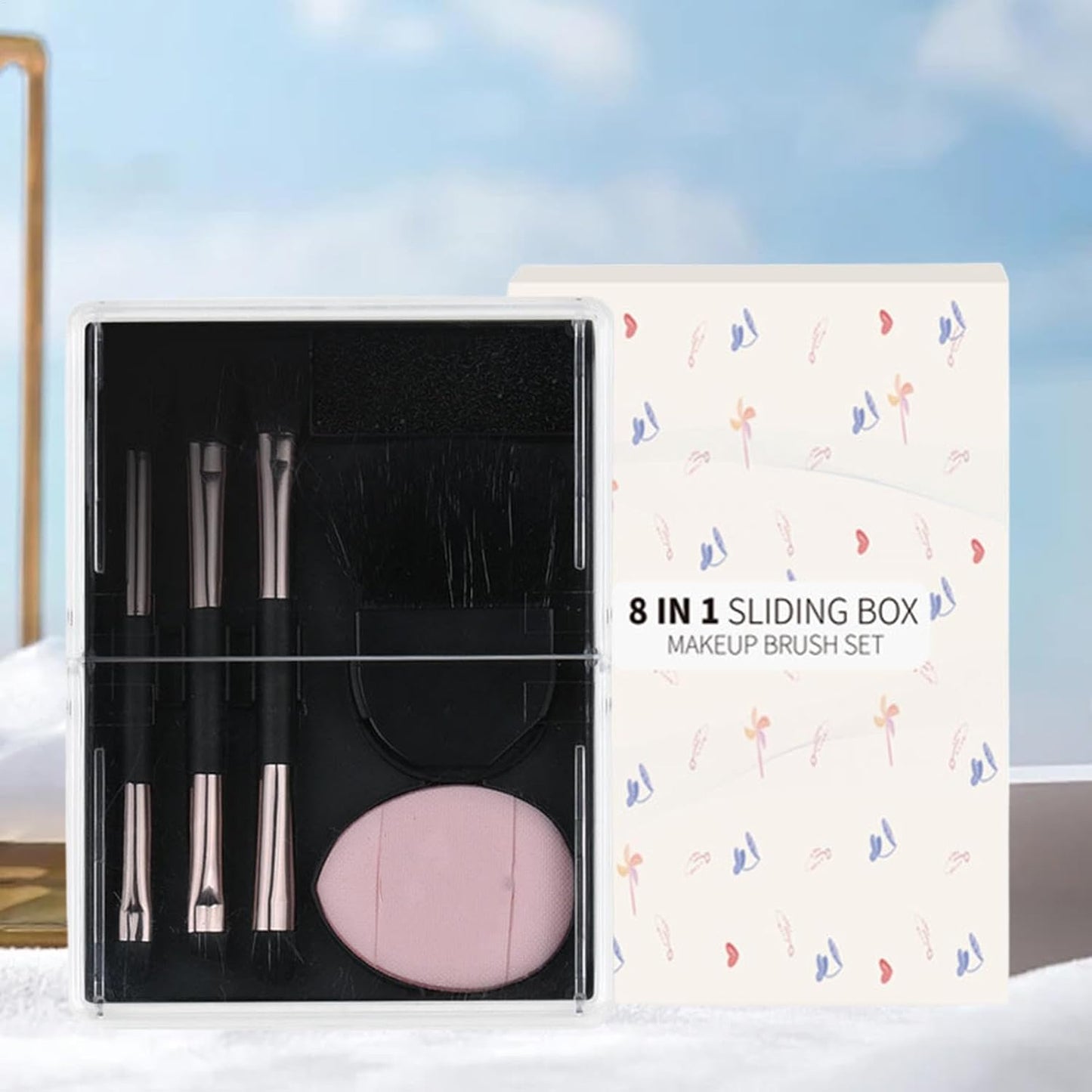 Make Up Brush Sets For Women, 8 Pieces Travel Makeup Brush Set Makeup Accessories With Storage Box, Portable Beauty Tools, Make Up Brushes For Women, Eyes, Cheeks, Lips, 3.15 x 4.25 Inches