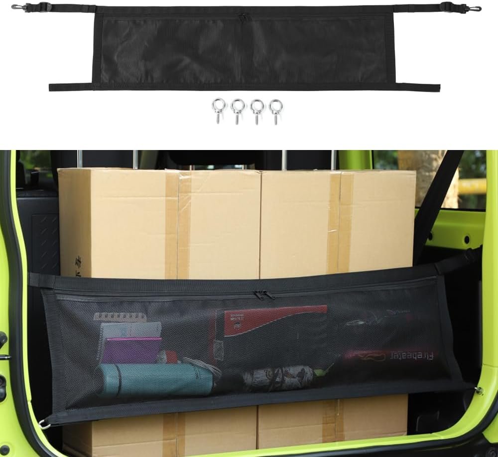 Cargo Net Car Rear Trunk Isolation Net Organizer Storage Net for Suzuki Jimny JB64 JB74 2019 2020 2021 2022 2023 2024 2025 Interior Accessories (Black, A)