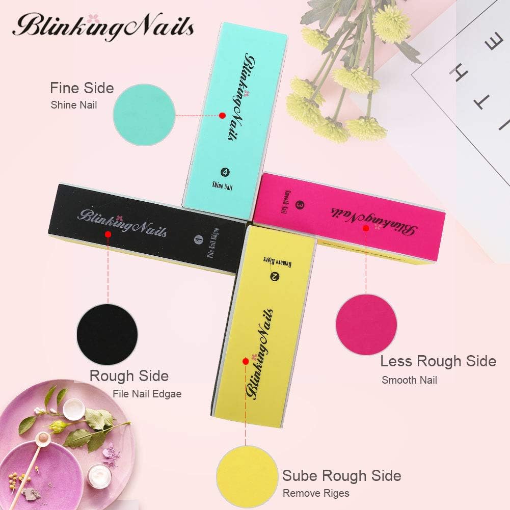 Nail Buffer, Nail Buffer Block, Nail Files and Buffers 4 Way Nail Buffer and Shine Kit – 4 Step Mini Natural Nail Polisher Sanding File Block for Professional Manicure Nail Care or Nail Salon 5pcs.