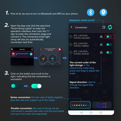 BTF-LIGHTING Smart Fairy String Light 2 Pack RGBIC WS2812B 10M USB Bluetooth Twinkle with Timer and Remote Control, Music Sync Fun Ways Colour Chasing Lights for Christmas Wedding Party