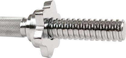 Sunny Health & Fitness 35.5 cm Threaded Chrome Dumbbell Bar Set, Adjustable Dumbbell Bar Handles with Star Lock Collars, Fit 25mm Standard Plates - STDBH-14