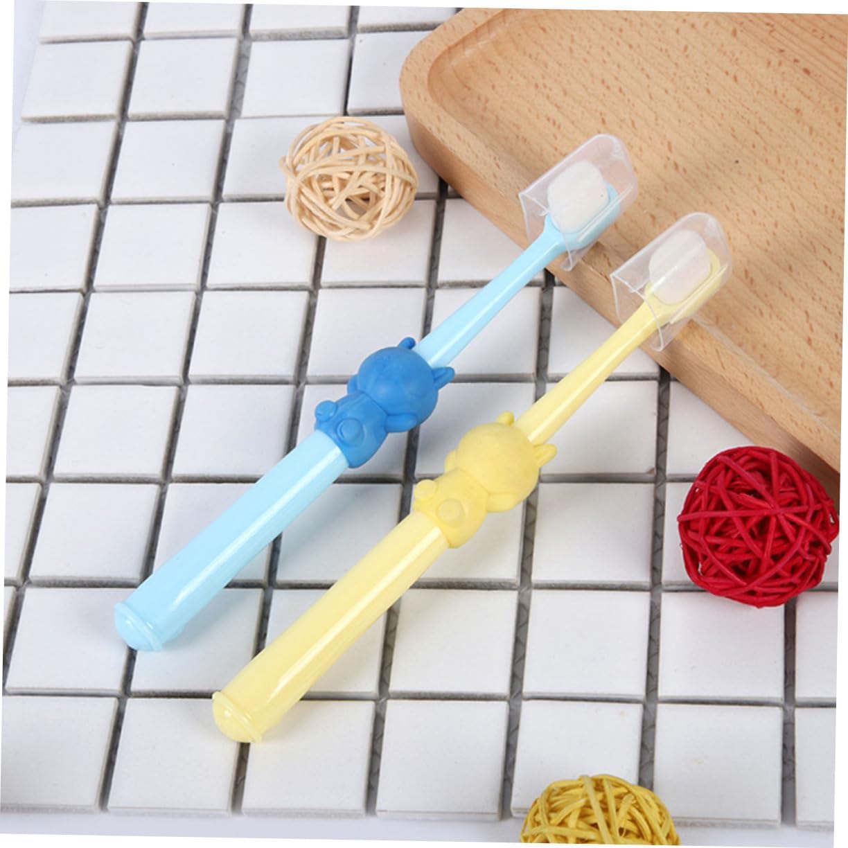 HAMPPLIES 2pcs Toothbrush Soft Bristle Teeth Cleaning Brush for Gentle Care Cartoon Design for Childrens Oral Hygiene