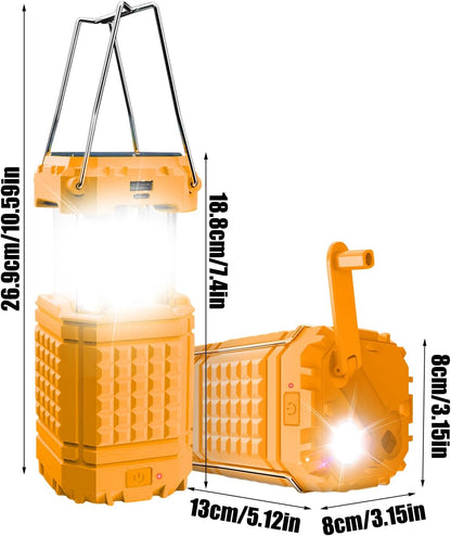 Solar Camping Light, Bright Solar-Powered Lantern, Rechargeable 3000mAh Waterproof Portable Lamp, Travel Backpacking Hiking Fishing Survival Gear, Size 3.15x3.15x5.12 inches
