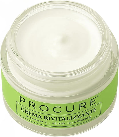 Procure Crema Viso Rivitalizzante alla Vitamina C – Idratante, Antiage, con Acido Ialuronico, Olio di Argan e Burro di Karité