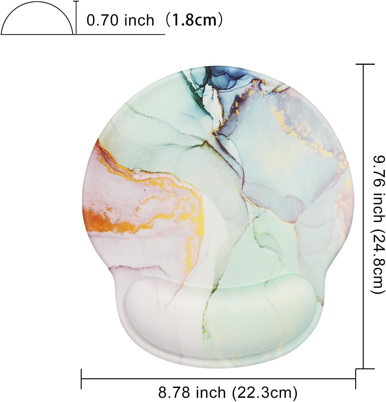 Ergonomic Mouse Pad with Wrist Rest,Small Gaming Gel Mousepad,Office Desk Accessories for Computer Laptop,Work from Home Essentials (Green Marble)