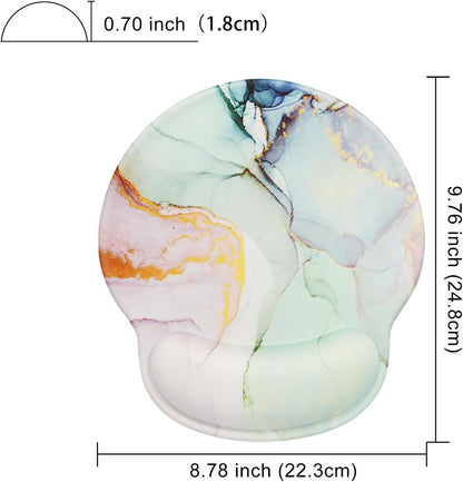 Ergonomic Mouse Pad with Wrist Rest,Small Gaming Gel Mousepad,Office Desk Accessories for Computer Laptop,Work from Home Essentials (Green Marble)