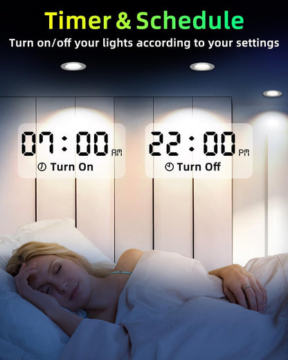 Gefolly Smart Recessed Lighting 4 Inch, Led Can Lights for Ceiling Color Changing Wi-Fi Bluetooth Connect, Dimmable Retrofit Led Recessed Light Compatible with Alexa & Google Assistant,1000 LM， 1Pack