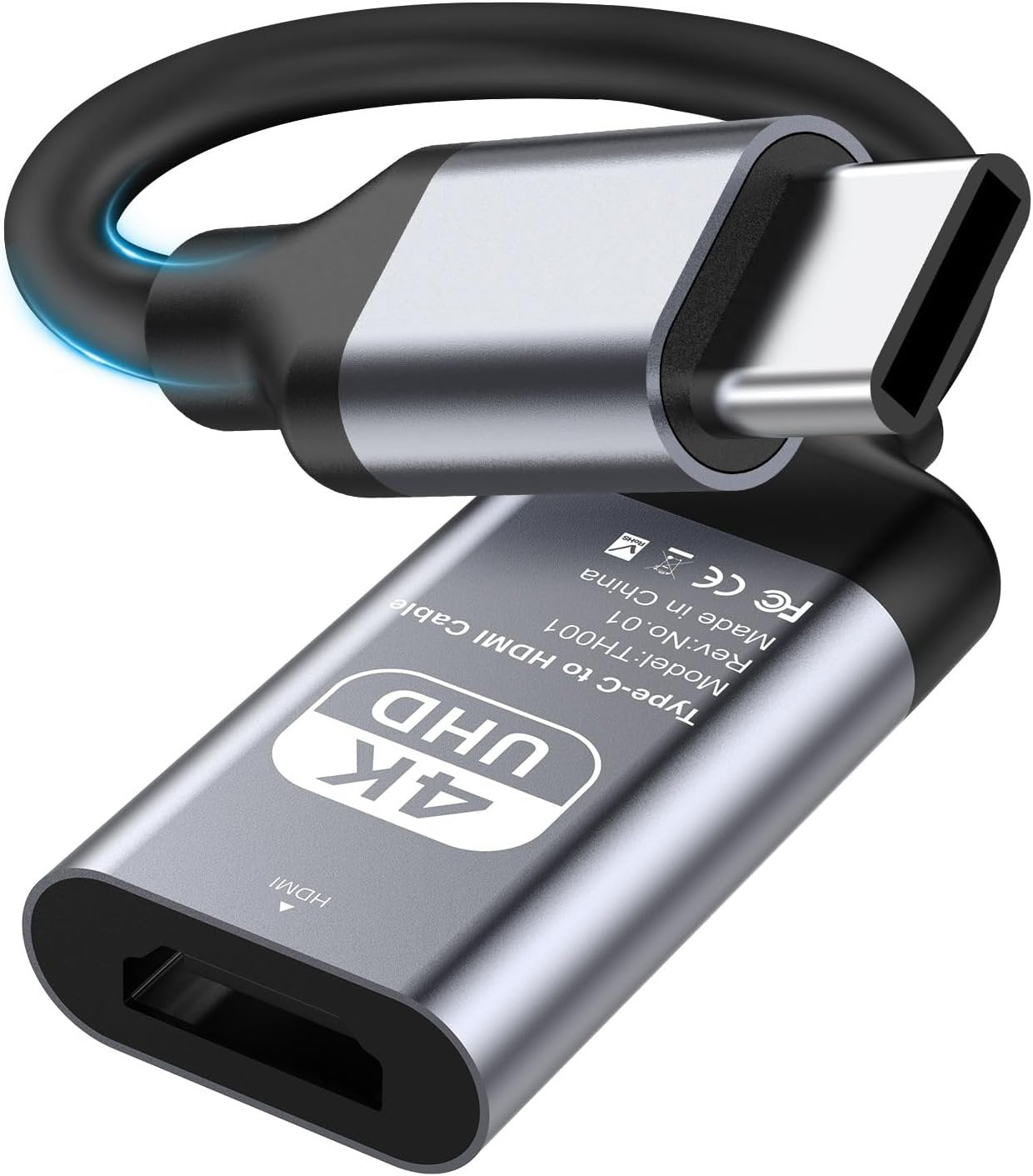 AHGEIIY USB C to HDMI Adapter Cable 4K@60Hz, HDMI to USB C Adapter Aluminum Type C Thunderbolt 4/3 Converter for iPhone 16/15 Pro Max Plus iPad mini Air MacBook Pro Galaxy S24 Ultra iMac XPS 17