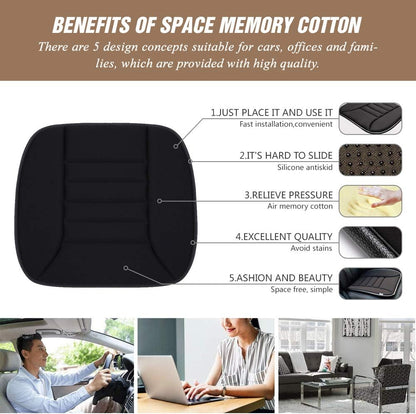 MYFAMIREA Car Seat Cushion Pad 2 Pack Sciatica Pain Relief Comfort Seat Protector for Car Driver Seat Office Chair Home Use Memory Foam Seat Cushion with Non Slip Bottom Black