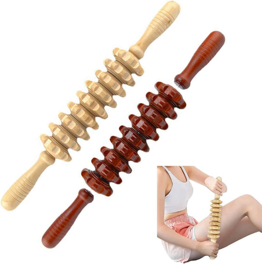 SUSOO 2 Pack 360° Wood Therapy Massage Tools, Wooden Lymphatic Drainage Stick Roller, Maderoterapia Kit for Cellulite Reduction, Body Sculpting, Muscle Relief, Contouring & Self Massage Tool