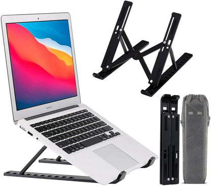 Adjustable Folding Cooling Laptop Stand Notebook Bracket Portable Tablet Holder (Black)
