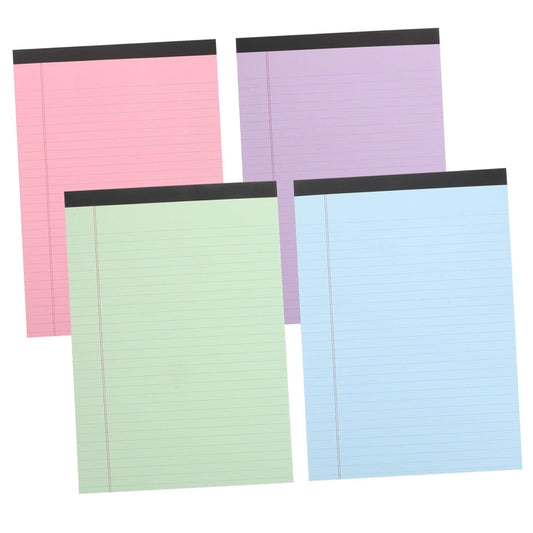 FUNNETOYU 4pcs College Ruled Legal Pads: 11.7 X 8.5 Inch A4 Writing Notebook - Clear Print Paper Note Pads - Office Home School Supplies