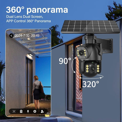 4G LTE Cellular Security Camera Dual Lens 360Â°PTZ 4K/8MP Solar Camera Outdoor Wireless Cameras for Home Security with 4G SIM Card (8MP with 64G Card)