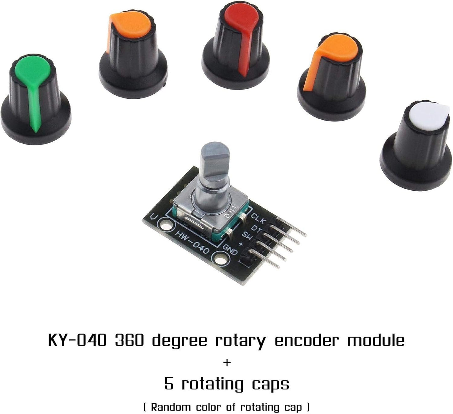 EMSea KY-040 360 Degree Rotary Encoder Module Brick Sensor Development Board with Knob Button Cap 5V 20 Pulse Circle 5 Pack