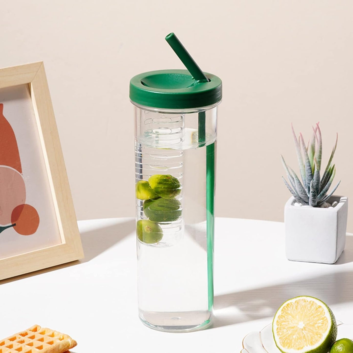 Water Bottle With Fruit Infuser Leak-Proof Infuser Water Bottle Clear 800ML Drinking Cup With Straw for Fruit Iced Coffee Bubble Tea Infuser Water Bottles Clear Water Bottle Drinking Cup With StrawWat