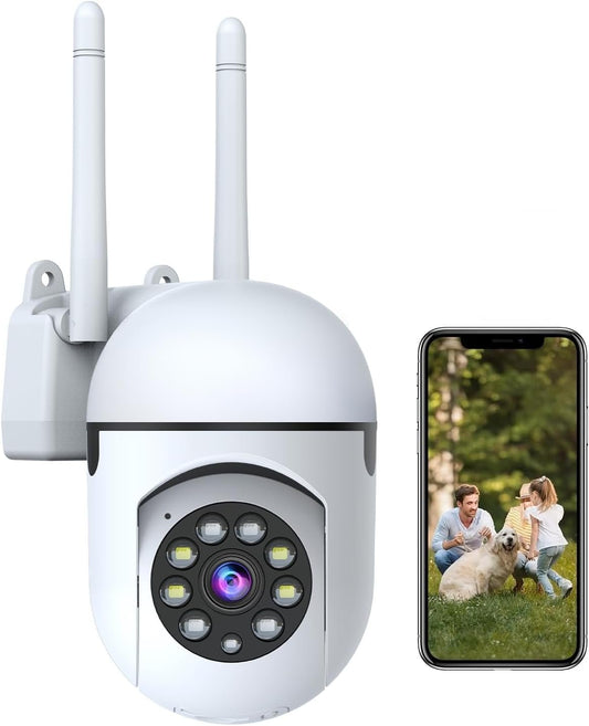 1080P Outdoor Security Camera Wired, 2.4G/5G WiFi Home Surveillance Cam with 360° Pan/Tilt, Color Night Vision, Motion Detection, 2-Way Audio, SD/Cloud Storage, Compatible with Alexa