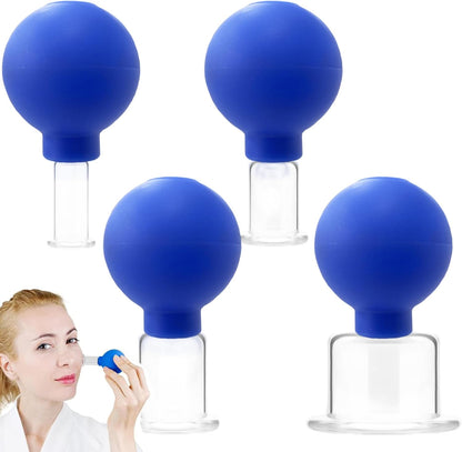 Face Cupping Set(4Pcs), Silicone Vacuum Suction Facial Cupping, Anti Cellulite, Anti Wrinkle and Ageless Skin, for Eyes, Face and Body Facial Set for
