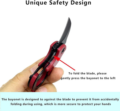 Mini Pocket Knife, Small Box Cutter and Safety Utility Knife with1.34inch Stainless Steel Blade, Portable Multitool Folding EDC Gadgets For Family, Ideal Every Day Carry, Red