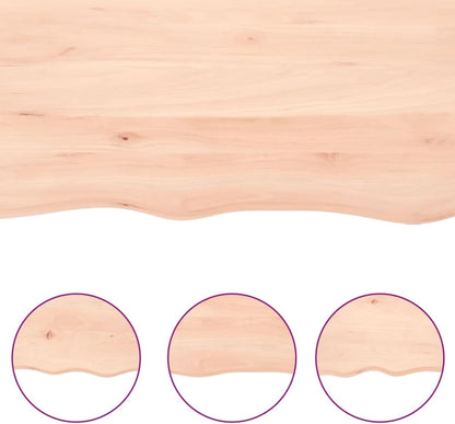Solid Oak Tabletop 80 x 60 cm, Unfinished Live Edge Replacement for Kitchen Coffee Table, Dining Table, Desk, Durable Wood Surface for Home and Office