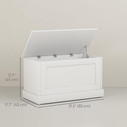 HOMCOM Storage Chest, Storage Trunk with Safety Hinge, Wooden Box for Living Room, Entryway, 31.5" x 15.7" x 17.7", White Wood Grain
