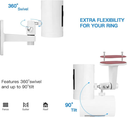2Pack Adjustable Security Wall Mount Bracket for Ring Stick Up Cam & Indoor Cam (1st Gen), Perfect View Angle for Surveillance Camera System - White
