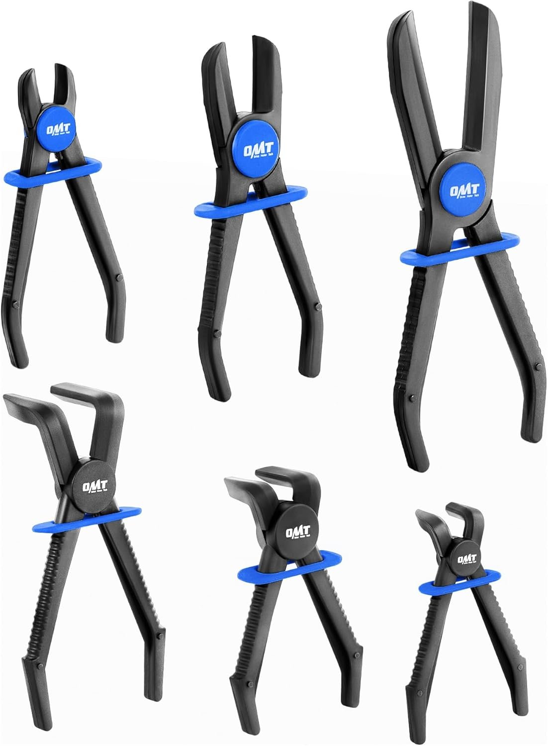 Orion Motor Tech 6-Piece Long Reach Hose Pinch Off Pliers Set for Flexible Brake, Fuel, Coolant Hoses Maintenance With Straight and 90° Options