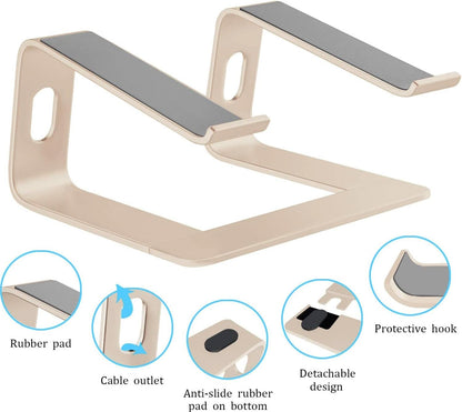 Orionstar Laptop Stand Portable Aluminum Laptop Riser Compatible with Mac MacBook Air Pro 10 to 15.6 Inch Notebook Computer, Detachable Ergonomic Elevator Holder, Champagne Gold
