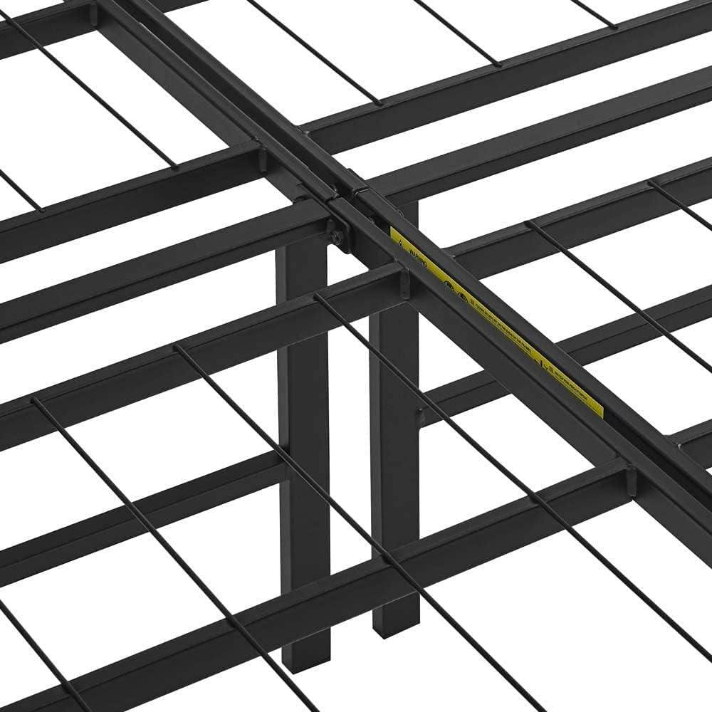 Amazon Basics Bed Frame with Storage, Foldable Metal Platform, Sturdy Steel, No Box Spring Needed, 35.56 cm High, Tool-Free Setup, Full Size, Black