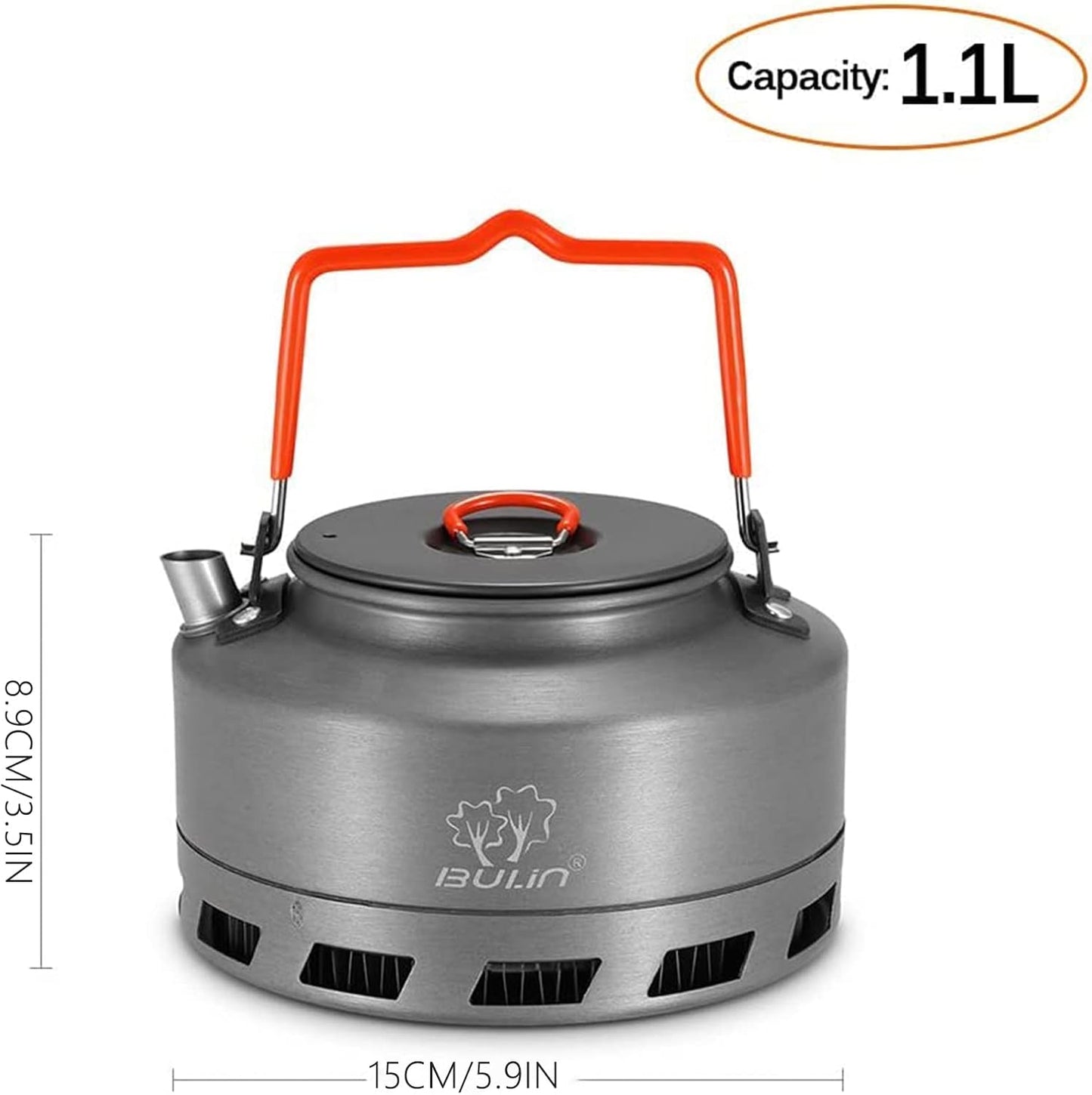 Bulin Camping Kettle 1.1L Heat Exchange Camp Tea Coffee Pot Lightweight Outdoor Hiking Gear Portable Teapot