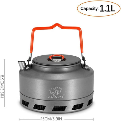 Bulin Camping Kettle 1.1L Heat Exchange Camp Tea Coffee Pot Lightweight Outdoor Hiking Gear Portable Teapot