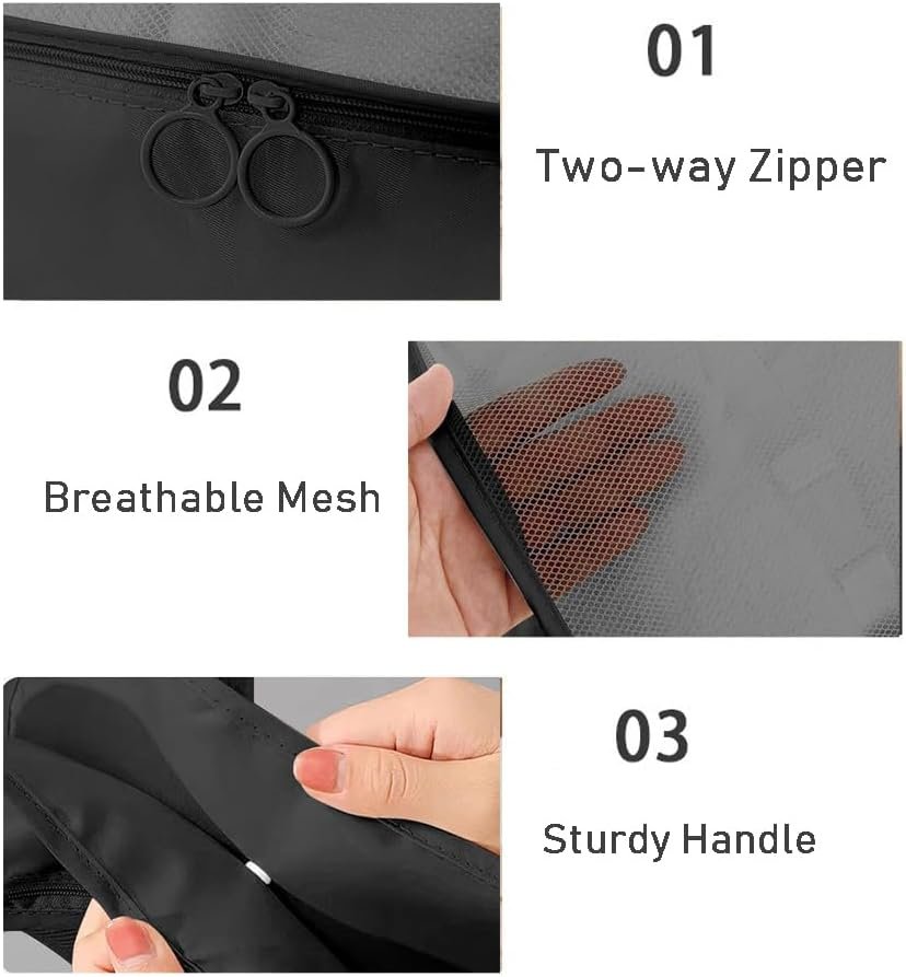 9 Set Packing Cubes for Suitcases, Travel Luggage Organizers, with Clothes Storage Bags, Toiletry Bag, Shoe Bag, Underwear Bag, Laundry Bag, Sock Bag, Accessories Bag (Black)