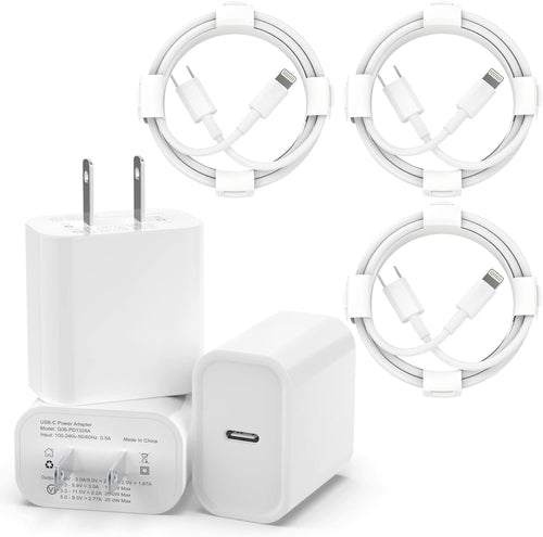 iPhone Charger Apple Charger Apple MFi Certified 3Pack Wall Charger with 1m Long Type C to Lightning Cables for iPhone 14 Pro Max iPhone 13 Pro 12 Mini 11XR AirPods Type C Adapter Block Fast Charging