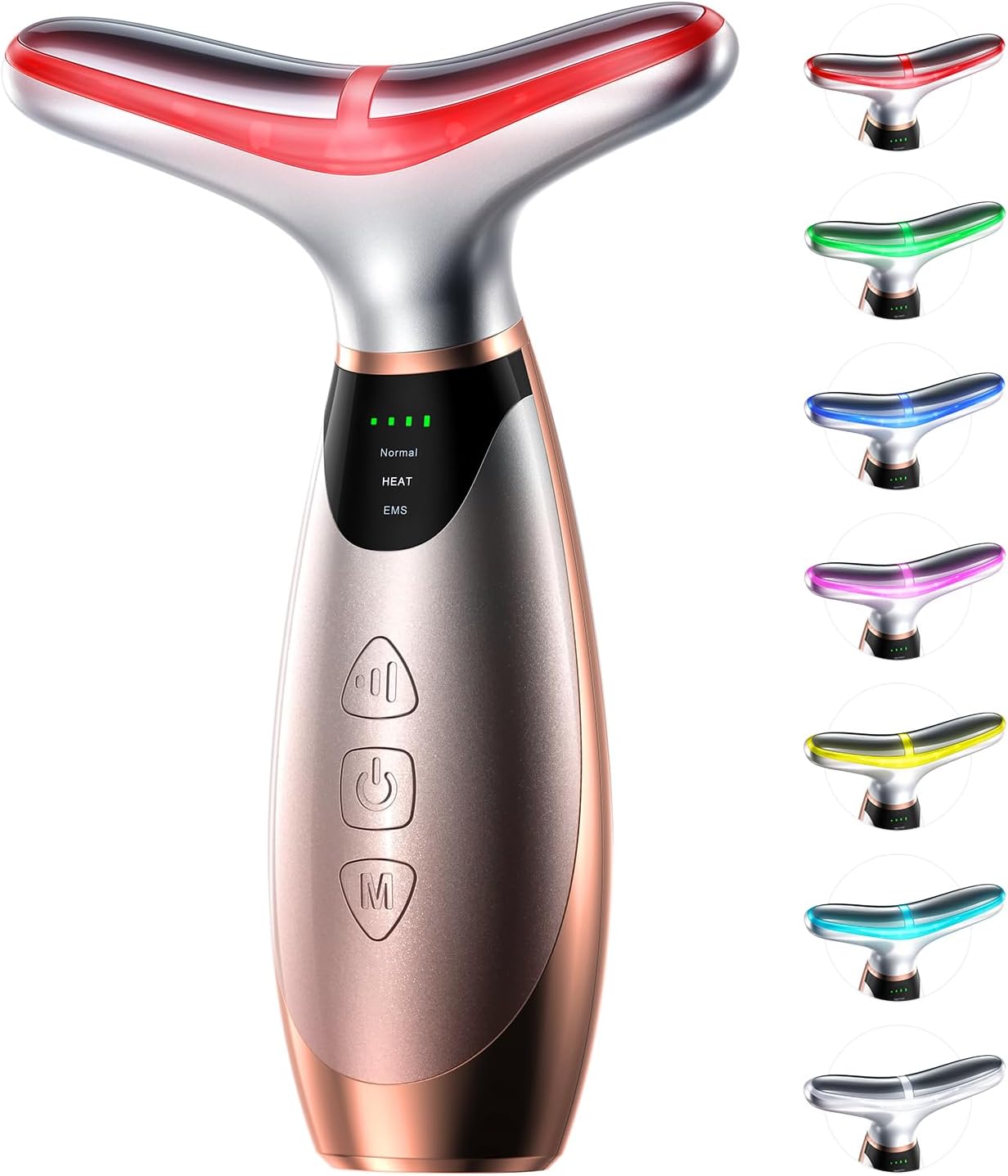 Pedete Facial Massager, 7 Colors Red Light Therapy for Face and Neck, Face Lift Device with 113°F Heating Vibration for Multi Skin Care