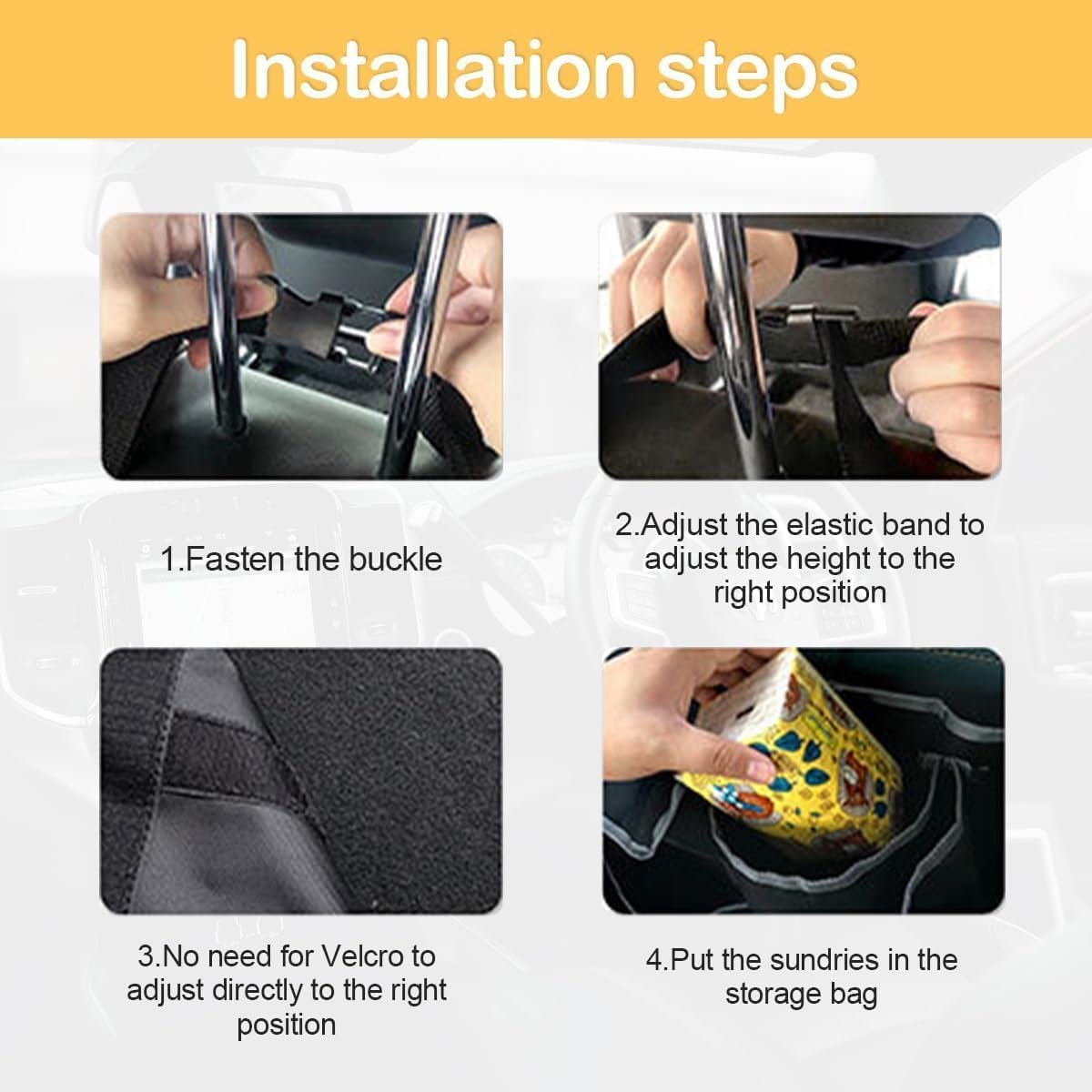 HENWUBEI Backseat Trunk Organizer - Car Hanging Organizer Foldable Seat Back Cargo Storage Space Saving Bag with Adjustable Straps Large Pockets Durable Cover for SUV Van MPV Most Vehicles Black
