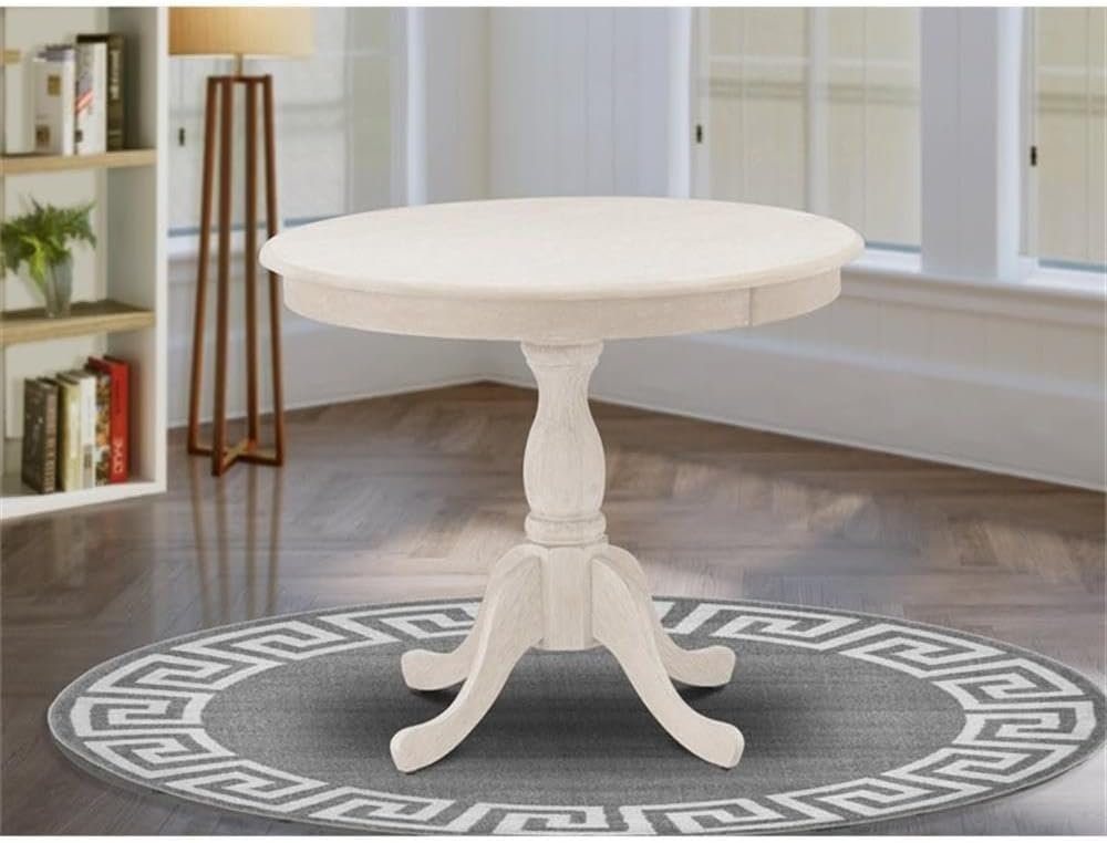 East West Furniture AMT-ABC-TP Antique Modern Kitchen Table - a Round Dining Table Top with Pedestal Base, 36x36 Inch, Butter Cream